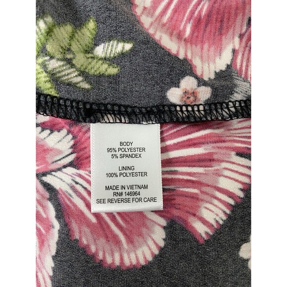 Signature by Robbie Bee Dress Women's Size M Black Floral Office Bow Tie Waist - Picture 5 of 14